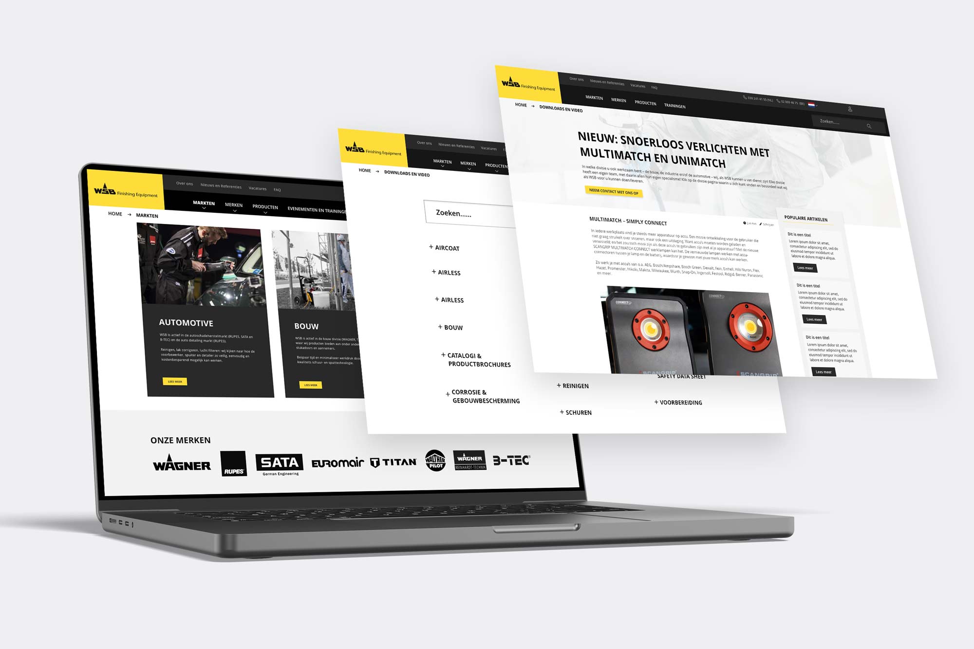 BURO210 Fullservice Marketingbureau Website van WSB Benelux op een laptop. Ontdek onze producten voor automotive, bouw en industrie. Klik hier voor meer informatie over WSB Benelux en onze diensten.